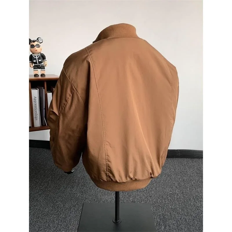 معطف Bla ort Flight Jaet American Sle للرجال للخريف والشتاء من القطن بياقة واقفة غير منتفخة