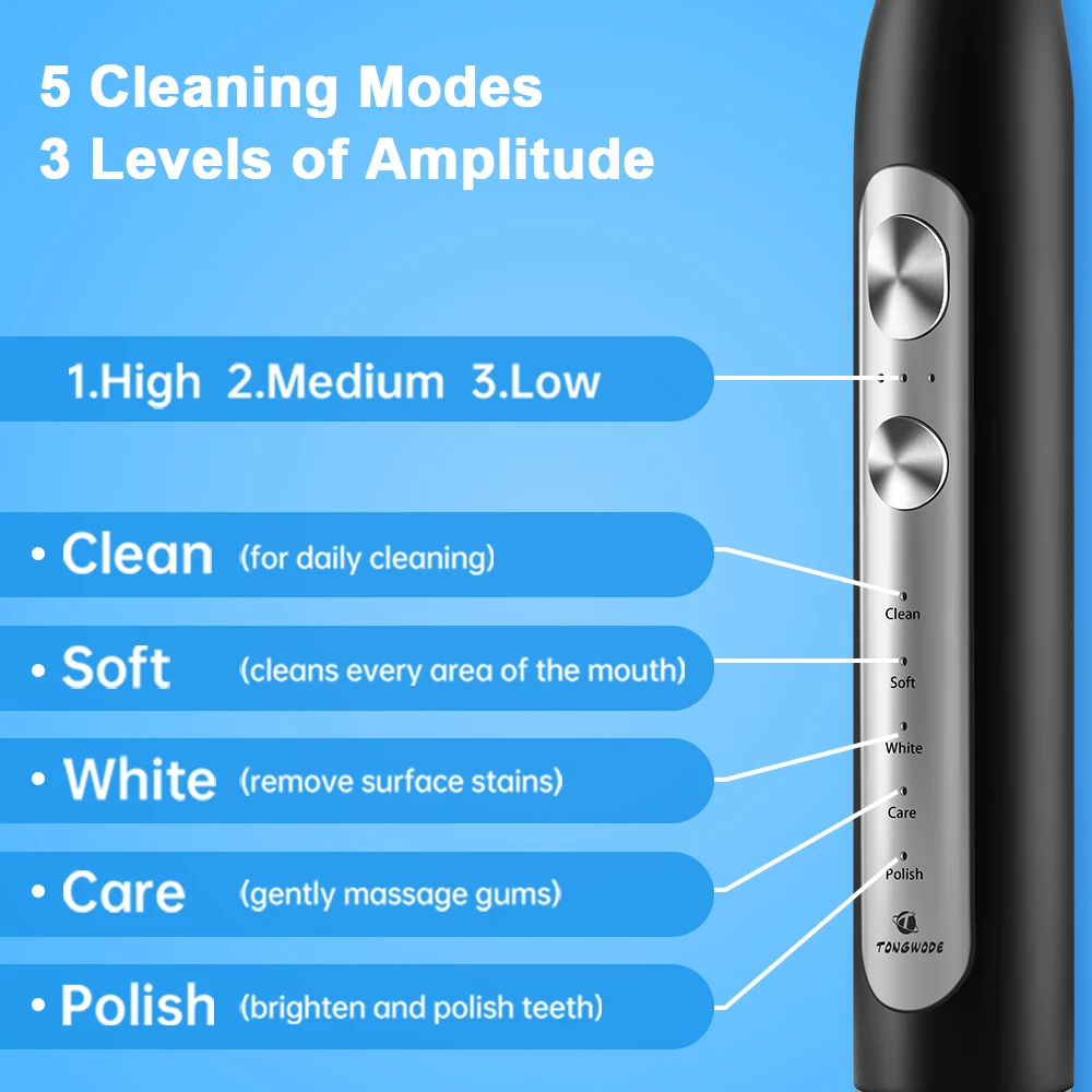 TONGWODE Best Electric Brush for Brushing teeth Smart Electric Toothbrush For Adult