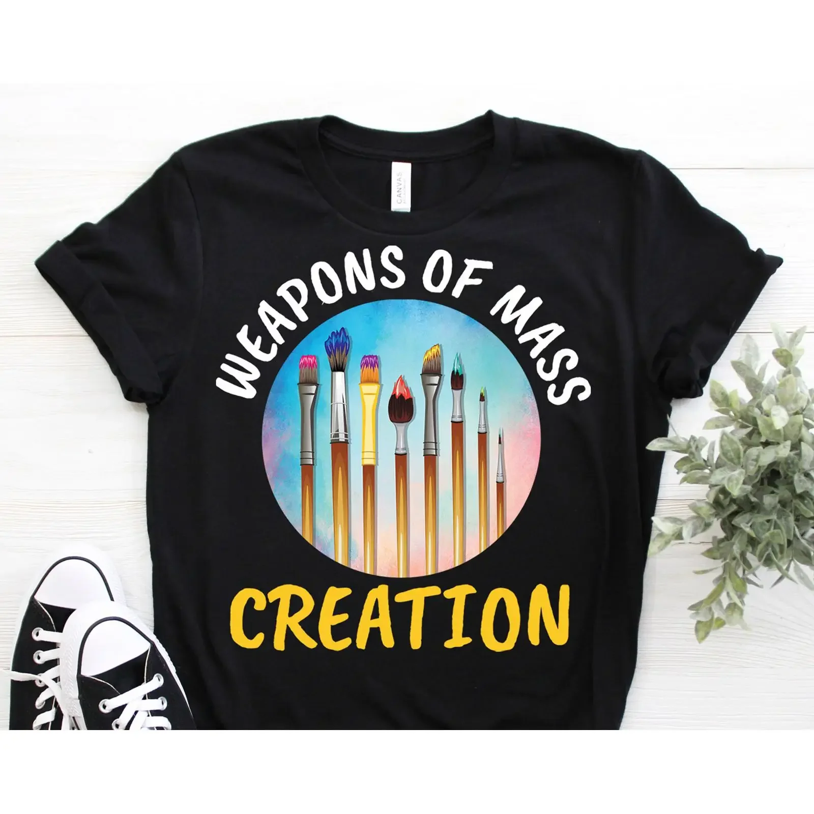 Weapons Of Mass Creation Art Painting Artists Painter Funny T Shirt Sketching Sketch Drawing s Paint Brush Teacher Students