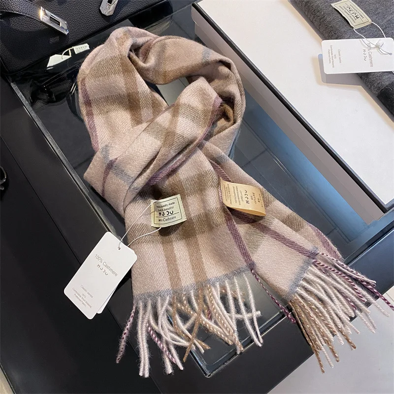 100% Cashmere Winter Design Pashmina Wool Scarf for Women Warm Thick Shawls and Wraps Female Bufanda Echarpe Tassel Muffler