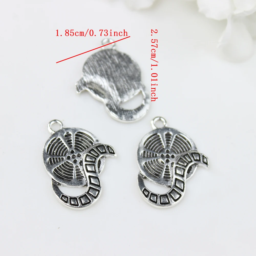 15Pcs/Lot Antique Silver Colour Movie Film Reel Charm Pendant For Earring Diy Jewelry Making Finddings