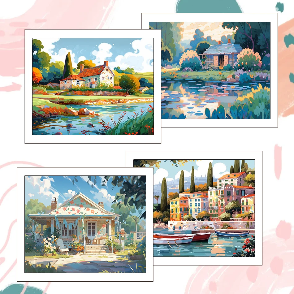 

RUOPOTY Painting By Number Adults Art Supplies Drawing Landscape 40X50cm Adult Coloring Diy Set Color Markers Home Decoration