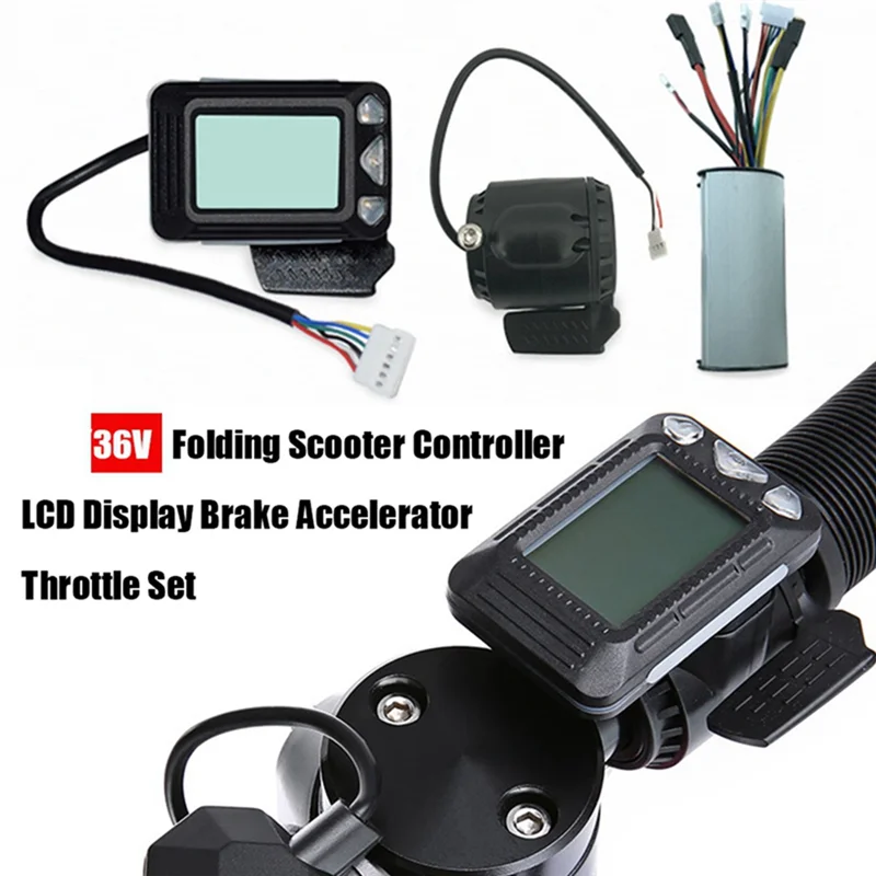 36 فولت للطي سكوتر تحكم الملحقات ألياف الكربون سكوتر تحكم شاشة الكريستال السائل الفرامل مسرع خنق مجموعة
