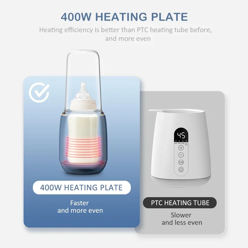 아기 우유 병 워머 살균기, 건식 연소 보호, 패션 디자인, 400W 단일 수유 병 워머, 4 in 1