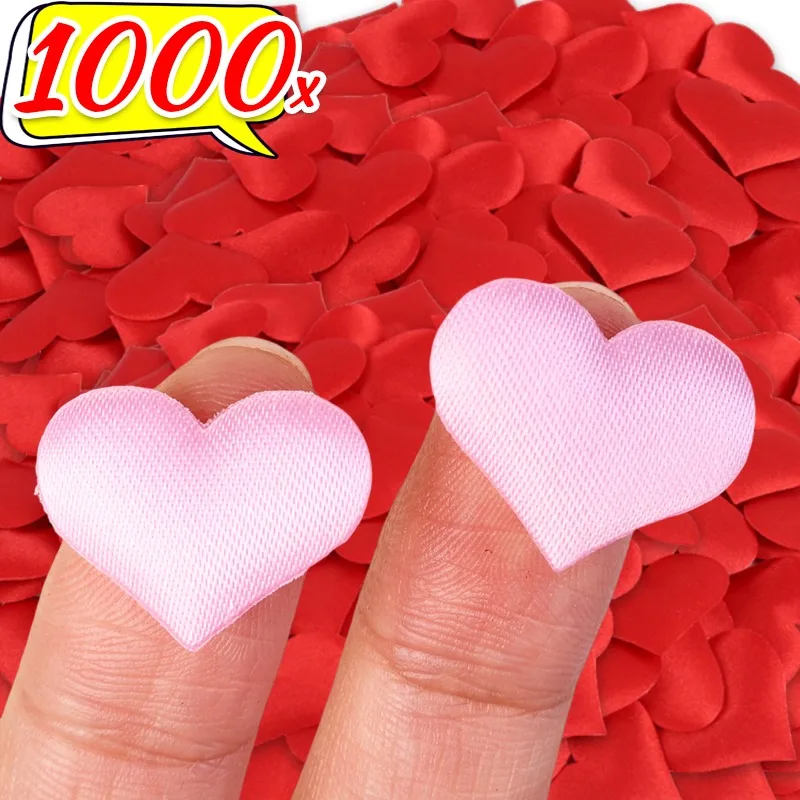 1000/100pcs Padded Fabric Throwing Petals 3D Sponge Heart Table Bride Wedding Valentine's Day Party Decor Hand Throwing Petals