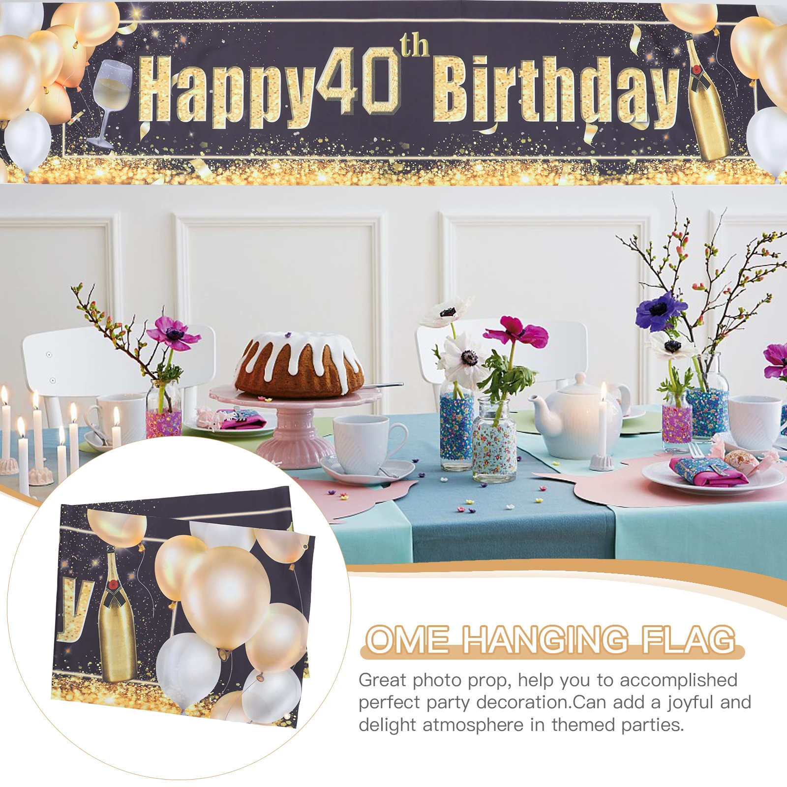 

Birthday Party Banner Decorative Flag Home Hanging Wall nament Background Photo Prop Themed Gathering Studio Supplies