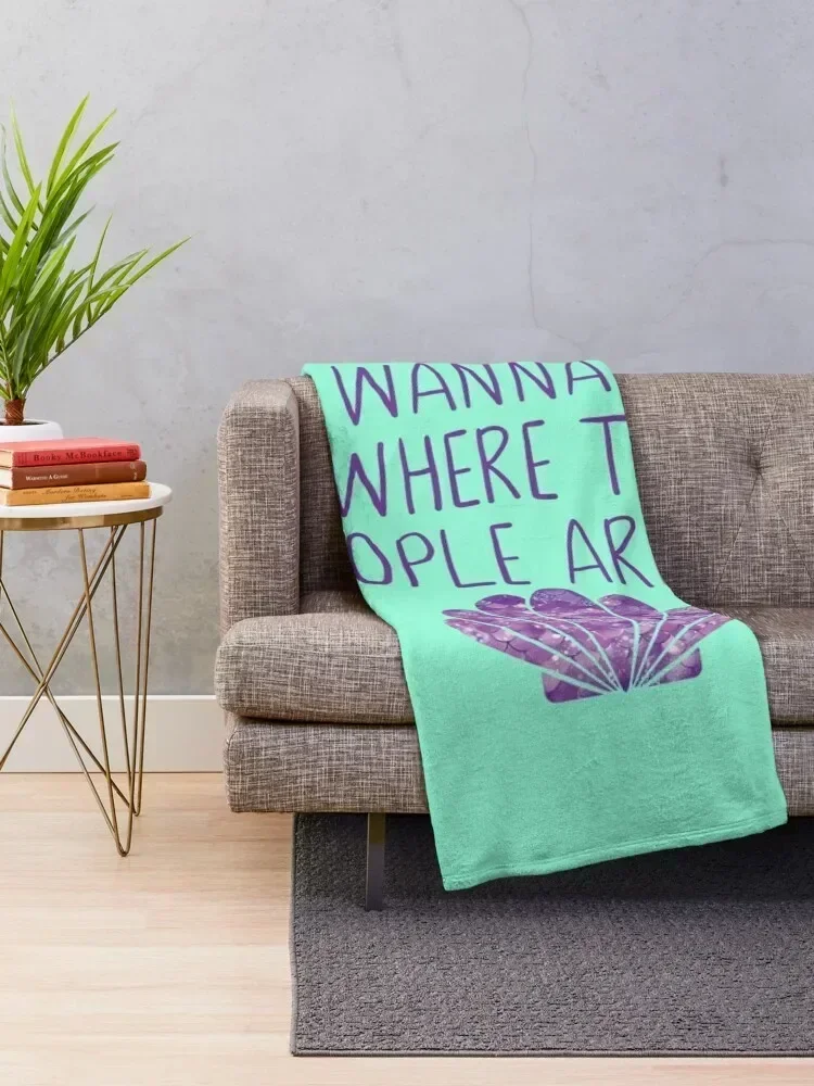 I Wanna Be Where The People Aren't Mermaid Throw Blanket