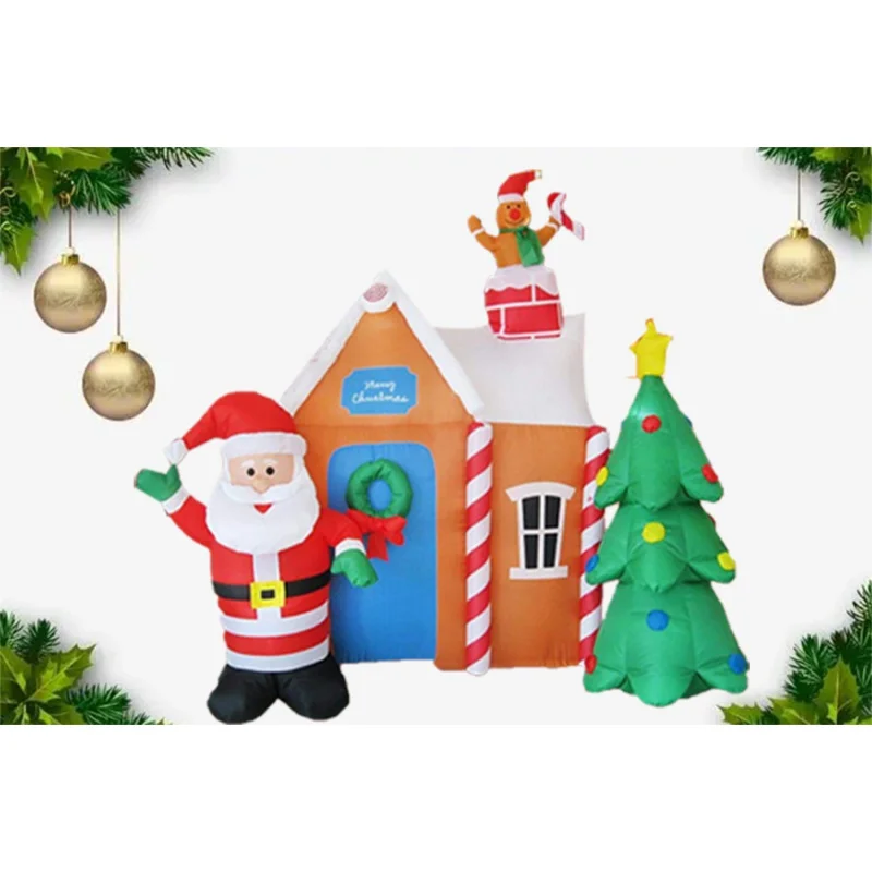 Inflatable Santa Christmas Tree House LED Luminous House Christmas Inflation Model Courtyard Mall Decorations