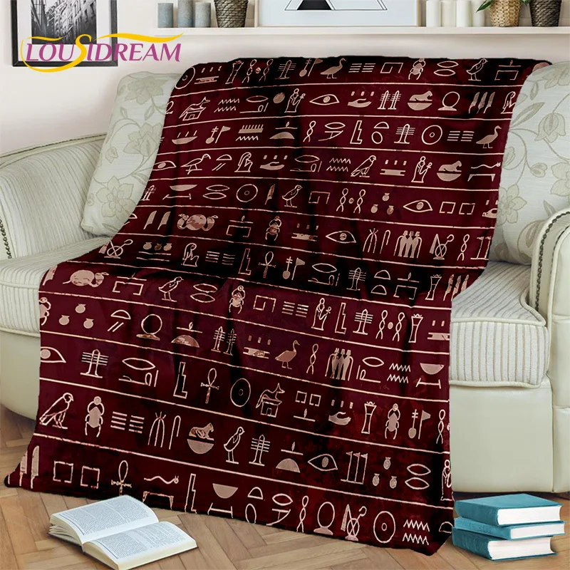 3D Egyptian Hieroglyphics Symbol Pharaoh Blanket,Soft Throw Blanket for Home Bedroom Bed Sofa Picnic Travel Office Cover Blanket