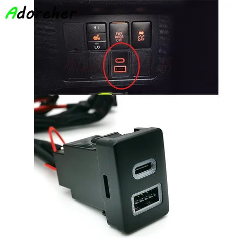 Автомобильное быстрое зарядное устройство для телефона QC3.0 USB Type-C, адаптер для зарядки для Mitsubishi Outlander 13-20, Eclipse Cross, Pajero Sport, Triton 2019