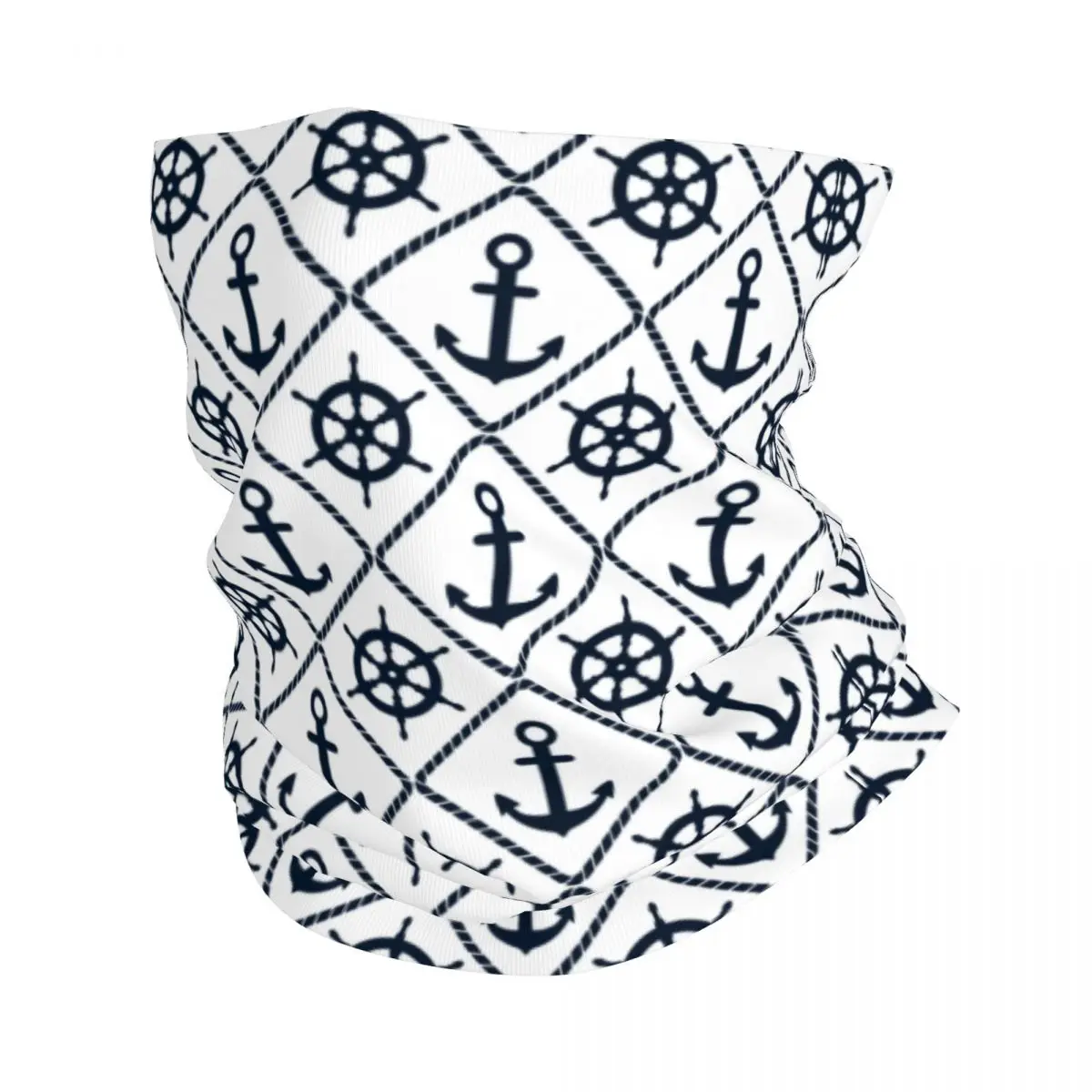 Anchor And Wheel Bandana Neck Gaiter Windproof Face Scarf Cover Men Women Nautical Sailing Sailor Lover Headband Tube Balaclava