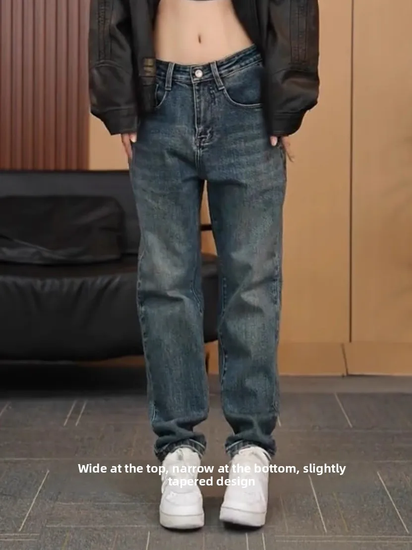 

High Quali Men's Retro Waed Denim Jeans Straight Leg Casual Pants Classic American Sle Versatile Simple Design Autumn N...