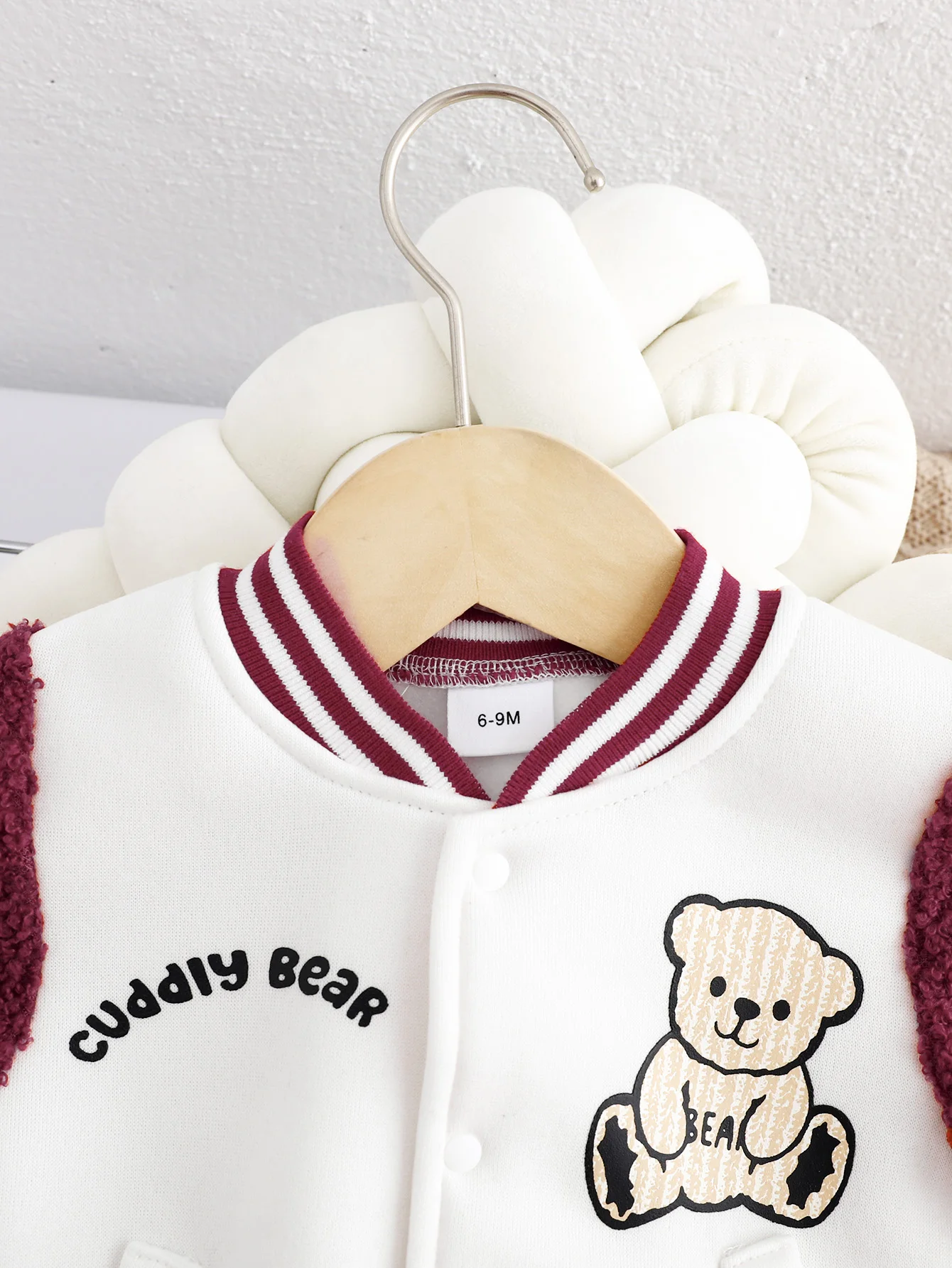 6 months to 3 years old, cute baby boy with letters, little teddy bear, Roman sleeve patchwork, long sleeved jacket, jacket