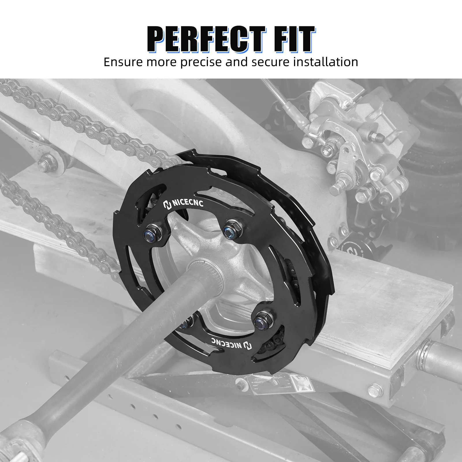 NICECNC Für Yamaha YFZ450R 2009-2023 5MM Kettenradschutz Dynamisches Design Verhindert Abfallen Aluminium ATV Zubehör – Detail 9
