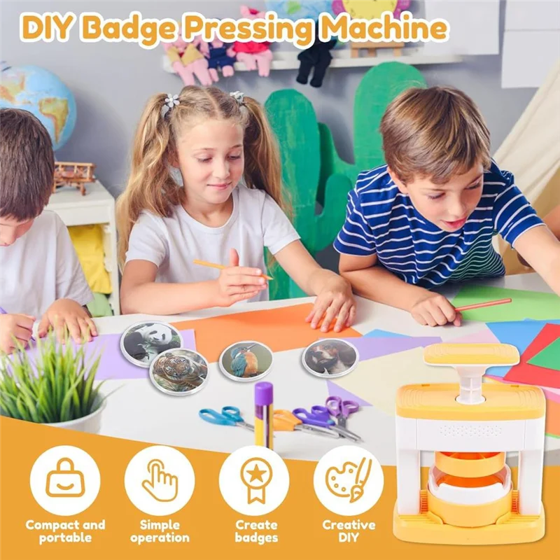 Practical-Badge Maker Machine, Solid Pin Maker, Creativepress Machine Badge Punch Kit, Easy To Use Pin Badge Maker For Children