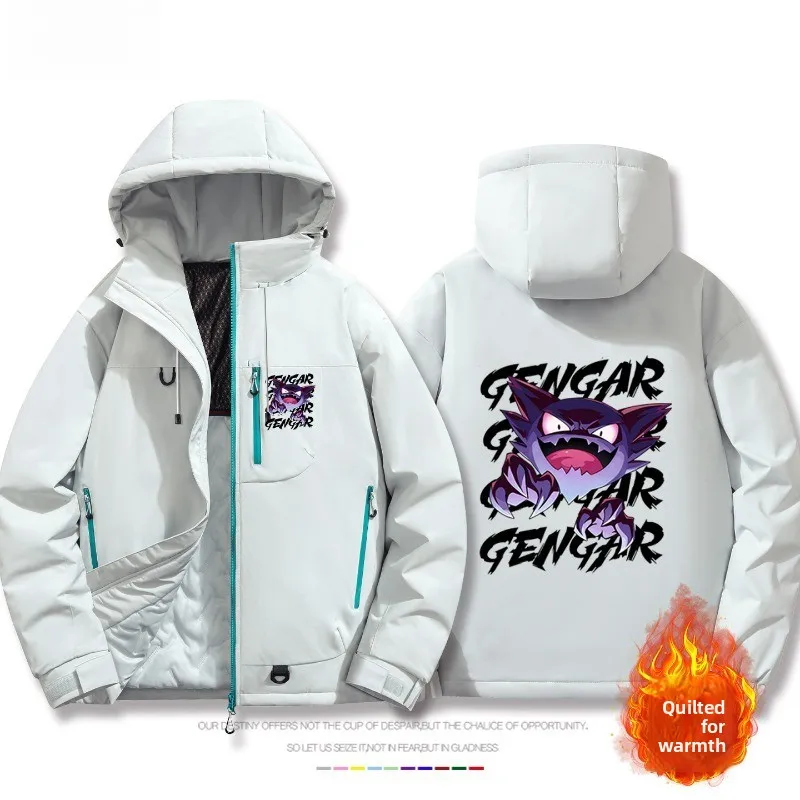 سترة تعاون بوكيمون جينجار الجديدة لعام 2026 - معطف شتوي سميك ومقاوم للماء والرياح ودافئ ومبطن للطلاب والمراهقين بتصميم فضفاض