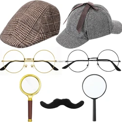 7 Pcs Detective Costume Accessories for Adults Men Women Detective Hat Kit Detective Outfit Party Decor 80s clothes