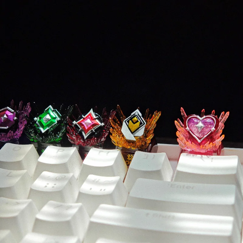 Teclas con tema de nivel Valorant, teclas artesanales de resina translúcidas 3D hechas a mano, personalizadas, para juegos, regalo para teclado mecánico