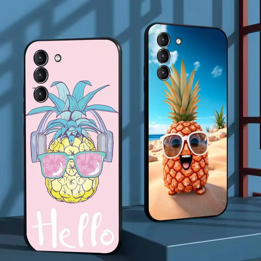 

Summer pineapple Phone Case For Samsung Galaxy A73,72,51,53,52,71,22,5G,Note,J7,8,9 Soft Black Cover