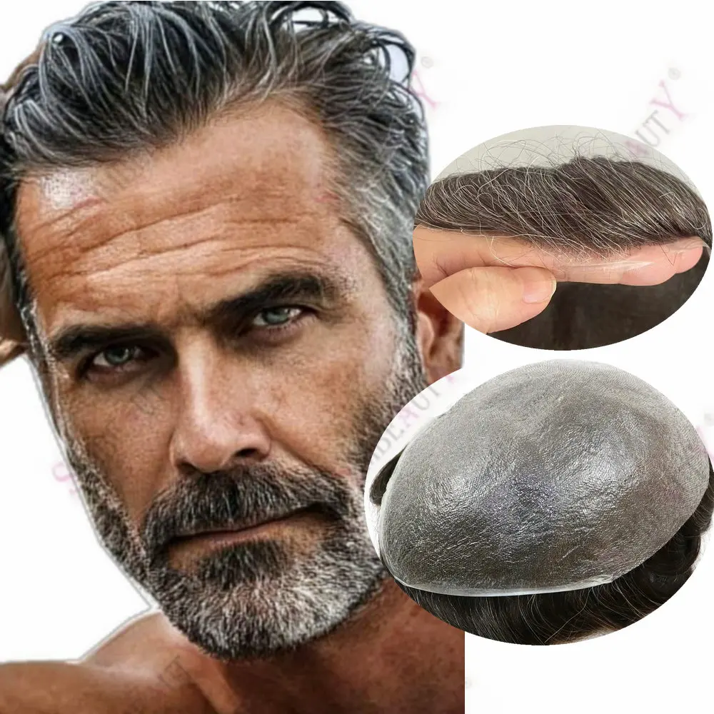 

1B40 210 # Система замещения волос для мужчин, серо-черная, 80% плотность, легкая, 0.02 мм, ультратонкая основа, из натуральных человеческих волос, для восстановления волос при выпадении