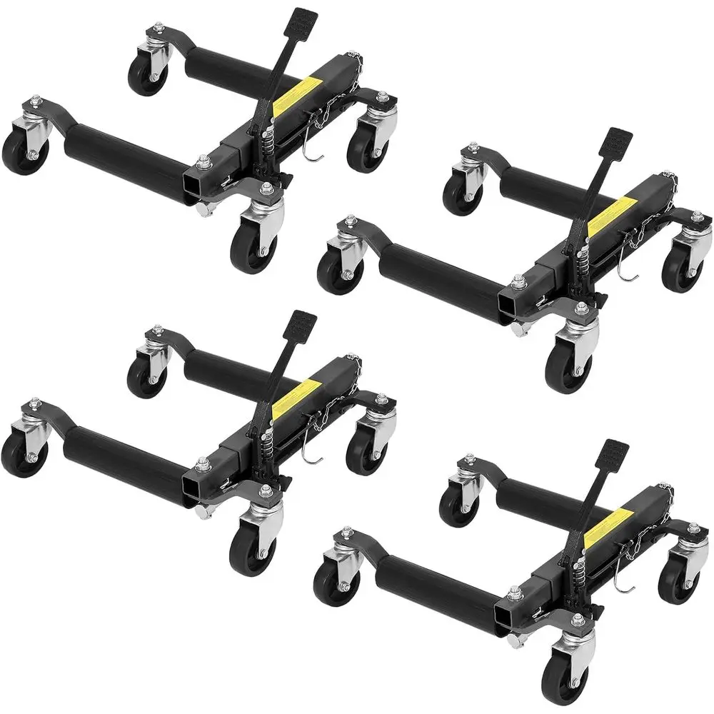 

Набор из 4 гидравлических подкатных домкратов для автомобилей, грузоподъемность 1500 фунтов, нескользящая педаль, усиленные ролики для позиционирования и ремонта транспортных средств