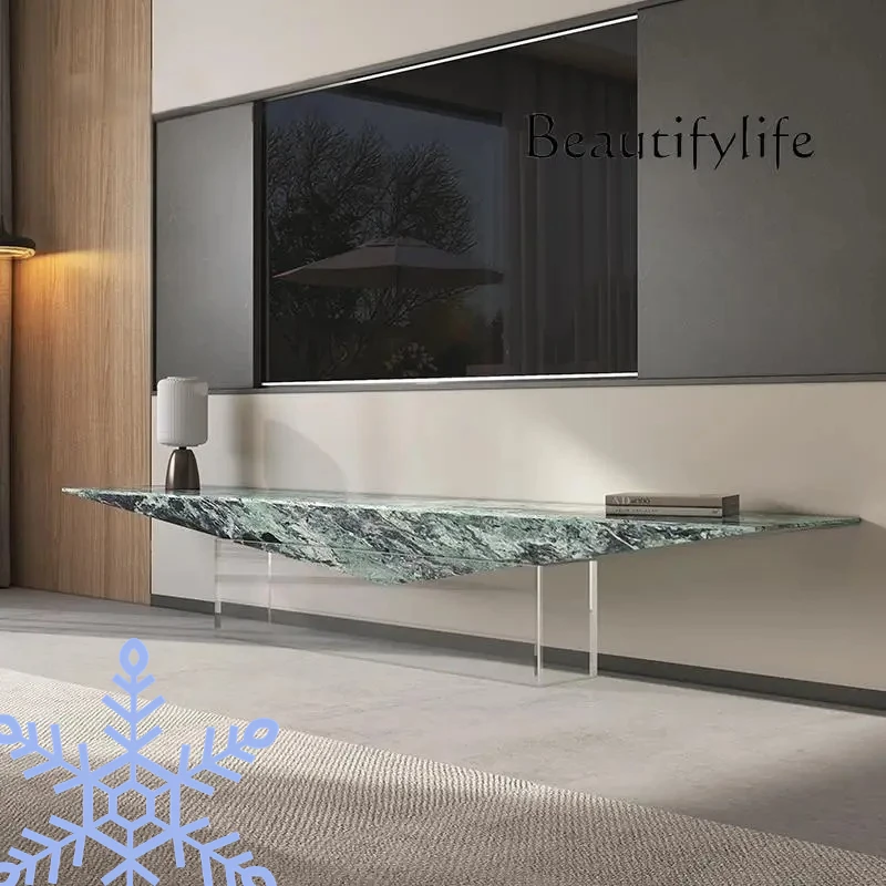 

ENF Eco-Friendly Custom Luxury Stone" "Italian Minimalist TV Stand Set - Natural Marble & Acrylic Media Console