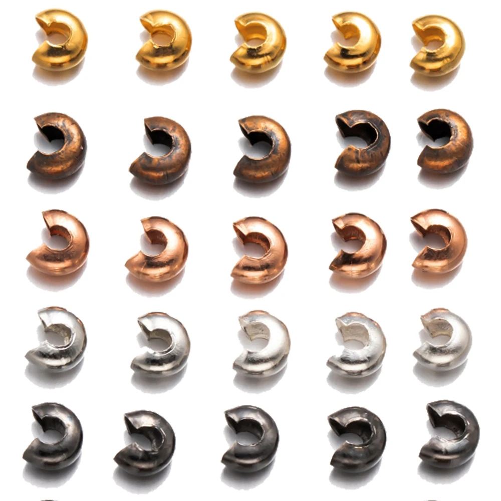 100pcs Half Round Open Crimp Beads Covers Knot Covers End Tips Cap For DIY Bracelet Earring Necklace Jewelry Making Supplies