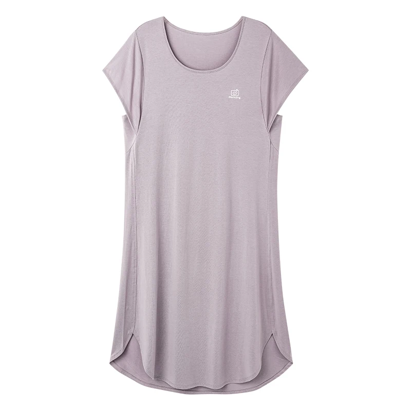 Ultra Soft Modal Sleepwear Women's Summer Short Sleeve Dress Nightgown 2026 Home Clothes Comfortable Breathable round Neck Pu...