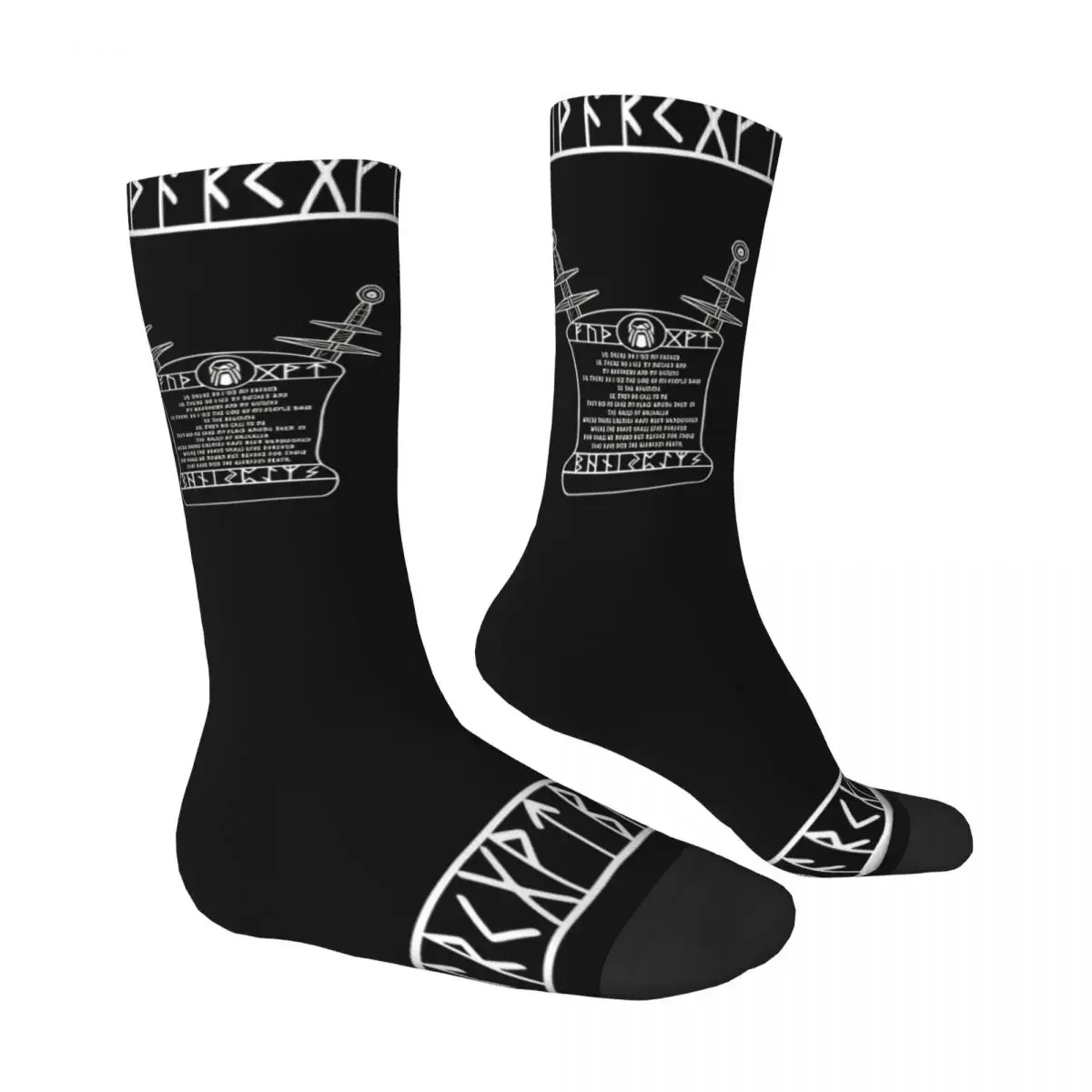 Funny Crazy Sock for Men Norse Prayer Hip Hop Vintage Viking Happy Breathable Seamless Printed Boys Crew Sock Novelty Gift