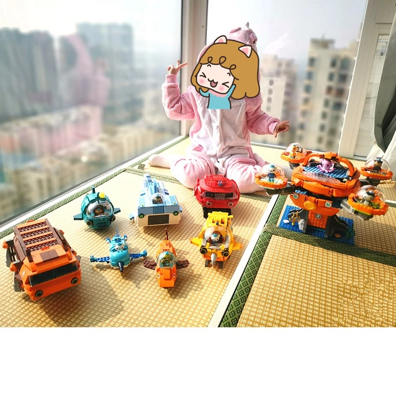 Octonauts bloco de construção som luz octood castelo aventura plsyset cracas peso kwazii anime figura brinquedos boneca crianças presente