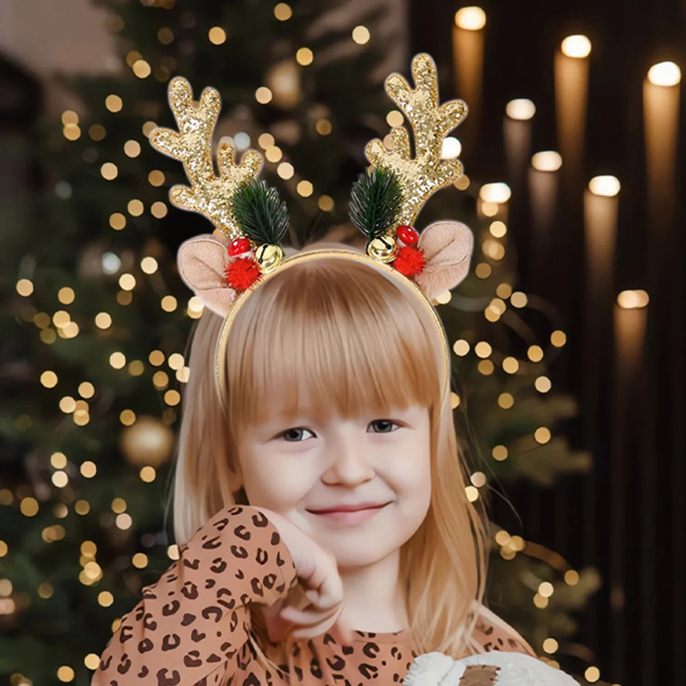 

Festive Reindeer Horn Headband Secure Fit Sparkling Hair Ornament for Christmas Celebration Xmas Costume Accessories Decor