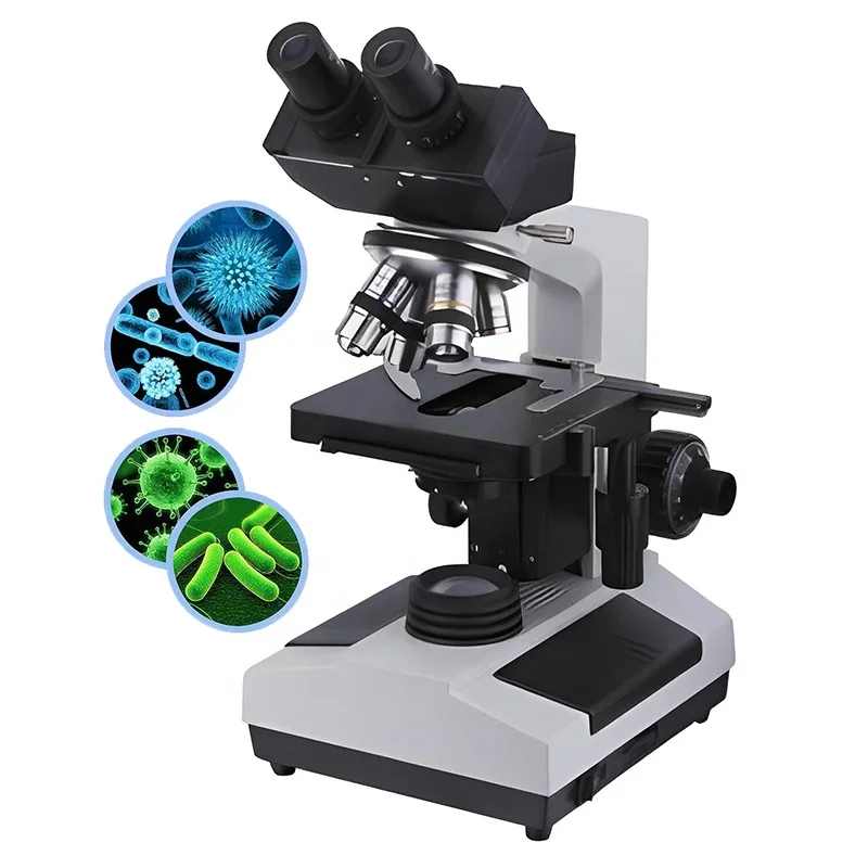 Hospital School Lab Vet Compound LED Light Microscope Portable Laboratory Biological Medical Veterinary Binocular Microscope