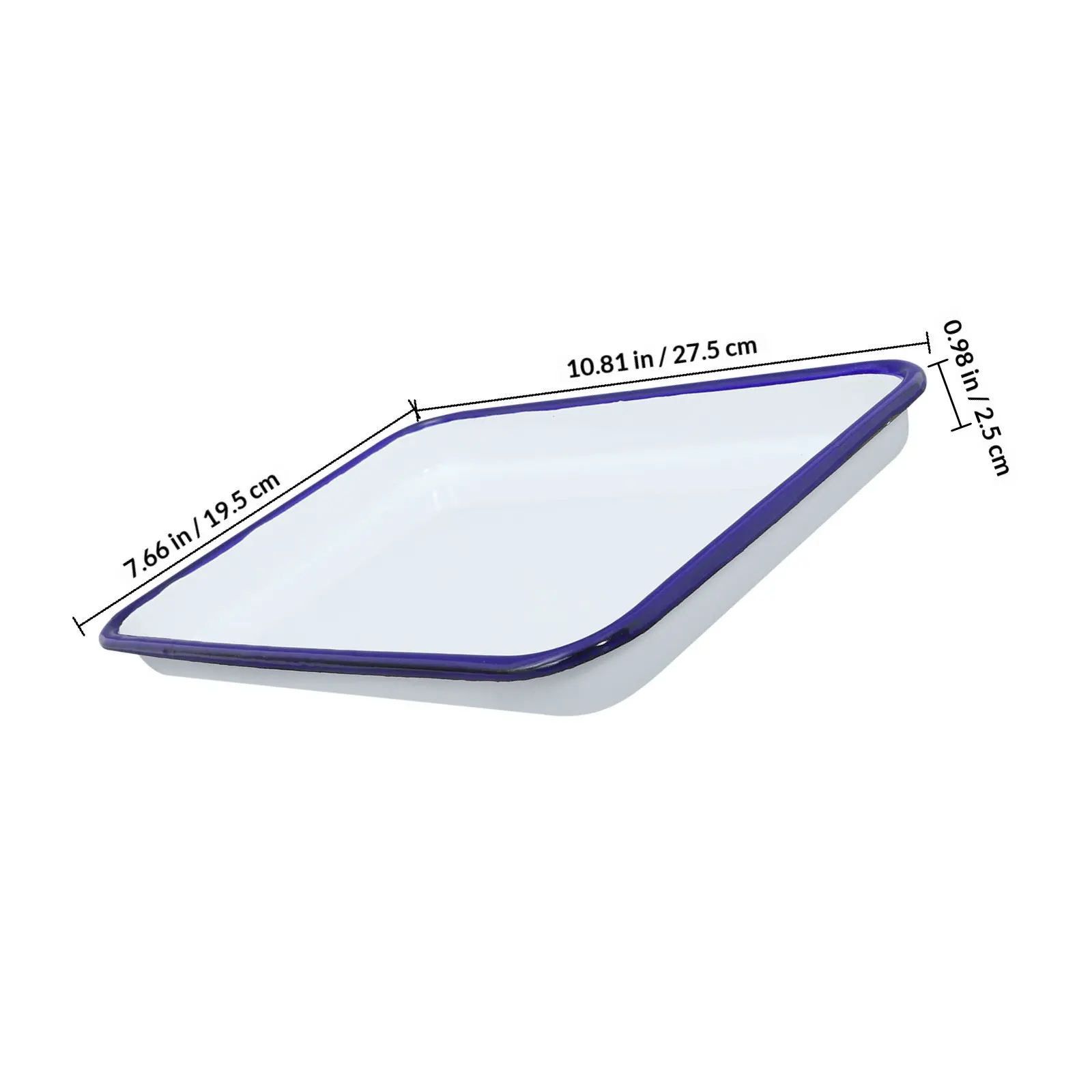 White Enamel Rectangular Serving Platter Scratch Resistant Food Bread Snack Tray Large Size Fruit Tray Serving Platter