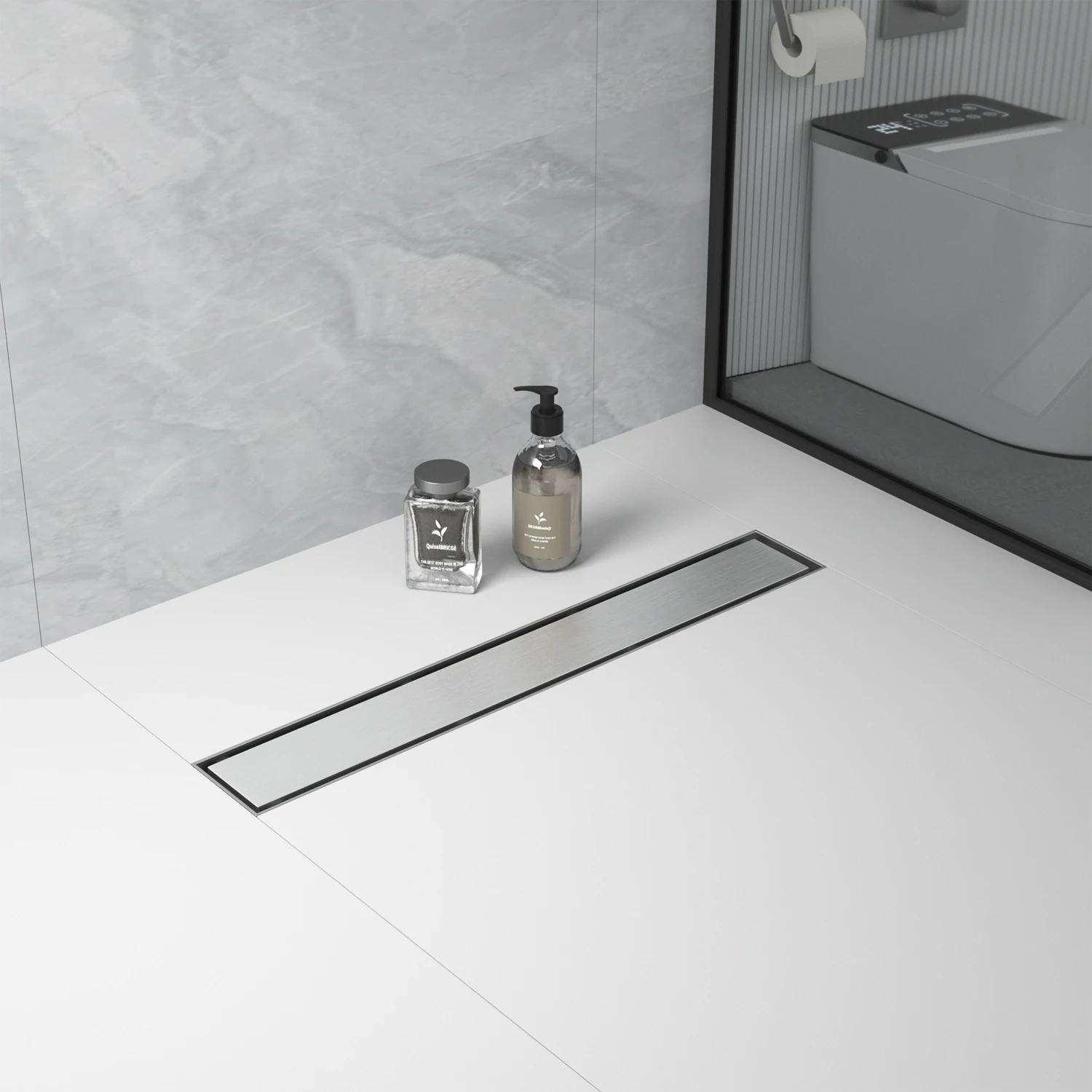 Custom Stainless Steel Linear Shower Channel Long Floor Drain Modern Rectangle Bathroom Accessories Modern Linear Shower Floor