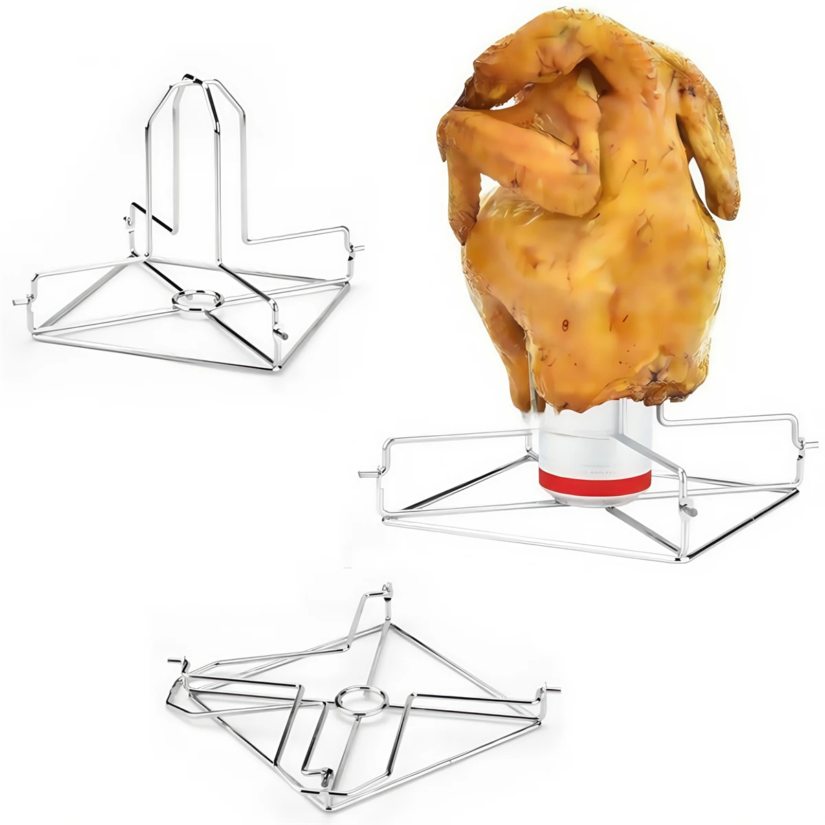 

Dishwasher Safe Foldable Chicken Rack Efficient Heat Distribution High Temperature Resistance For Charcoal Grills