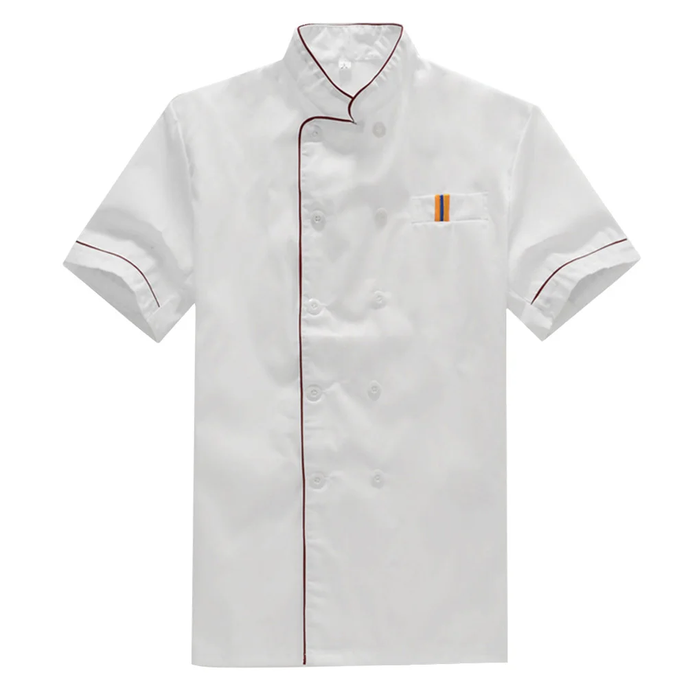Uniforme de manga corta a prueba de aceite, ropa de trabajo resistente al lavado para restaurante, hotel, personal de cocina M blanco