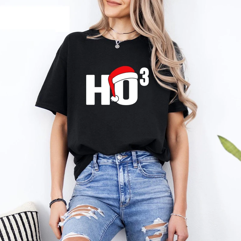 Merry Christmas Women T Shirts Cotton O Neck Graphic Tee Funny Ho Ho Ho Aesthetic T-shirt Vintage Holiday Clothes Family Tops