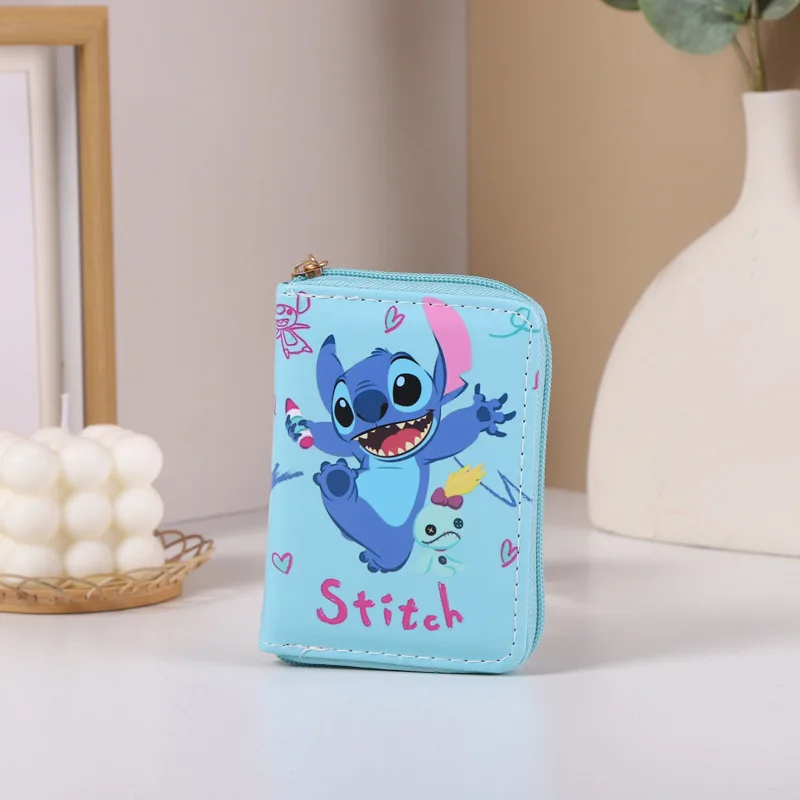 Kawaii Anime Cartoon Stitch Wallet Disney Cute Pattern Double Layer Wallet Id Cards Holders Girls Mini Wallet Christmas Gifts ﻿