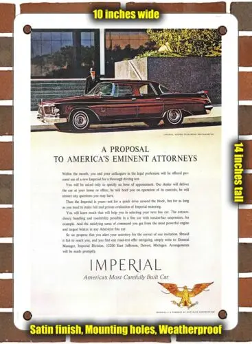 METAL SIGN - 1962 Imperial Crown Four Door Southampton - 10x14 Inches