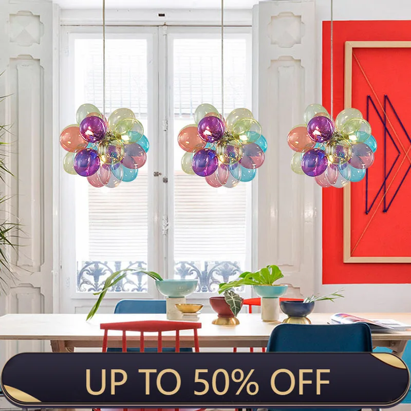 Scandinavian Glass Bubble Chandelier Modern Pendant Ceiling Light For Living Room Bedroom Dining Room Home Decor Lighting