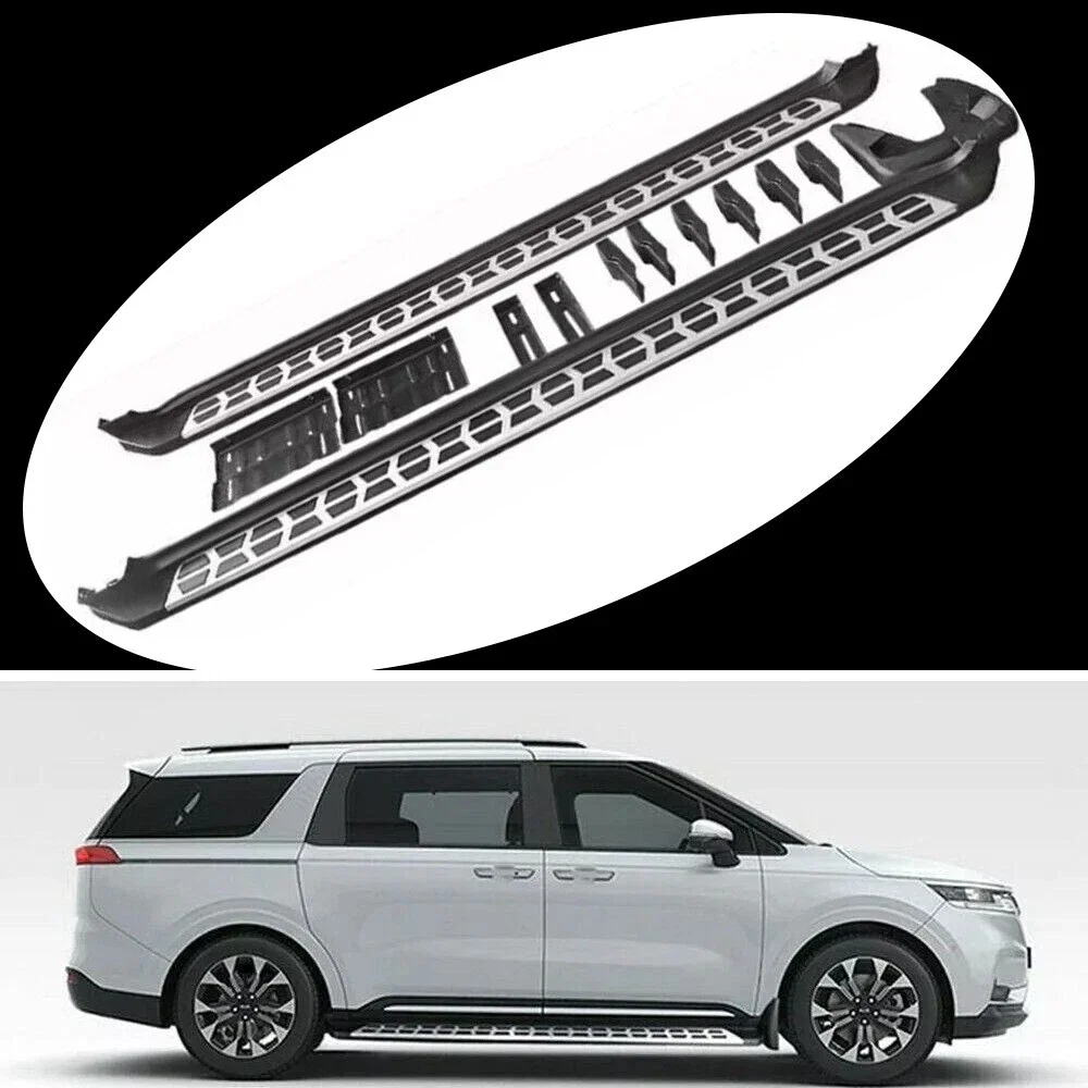 

2 шт. подножки-пороги (нерф-бары) для Kia Sedona Carnival KA4 2021-2025, серебристо-черные