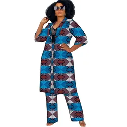 Abbigliamento donna africano Cardigan Coat Set Extended Windbreak mezza manica top con pantaloni dritti abiti Ankara