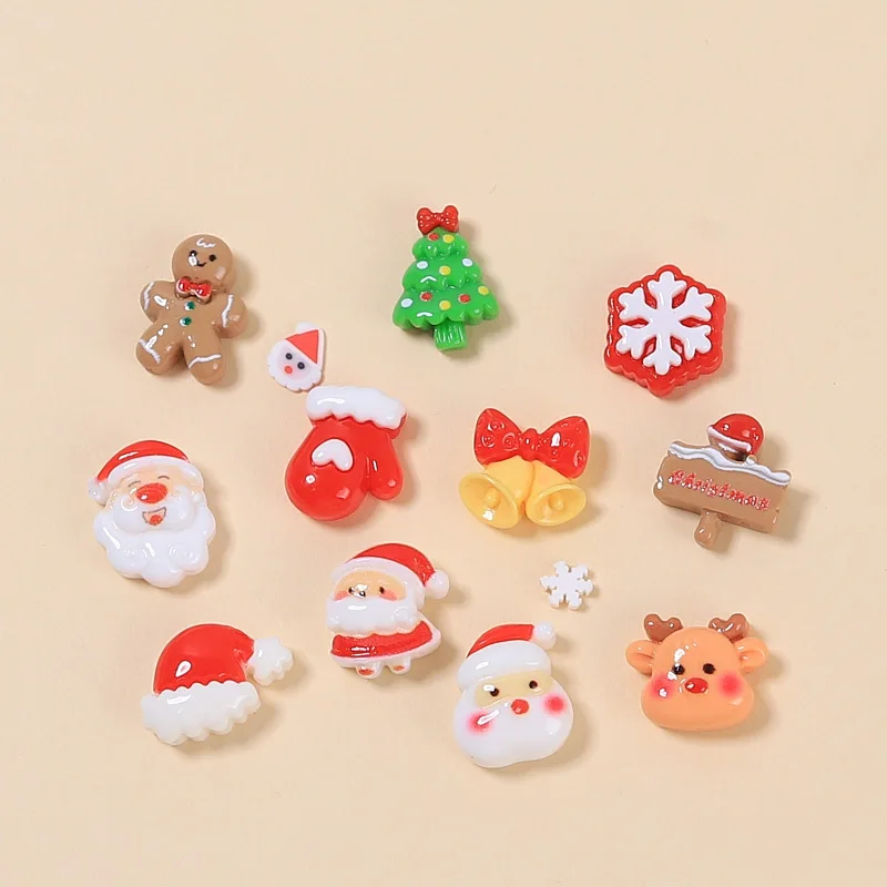 10pcs/lot New Cute Cartoon Christmas The Old，Little Deer Series Resin Scrapbook Diy Jewelry Children Gift Hairpin Accessories