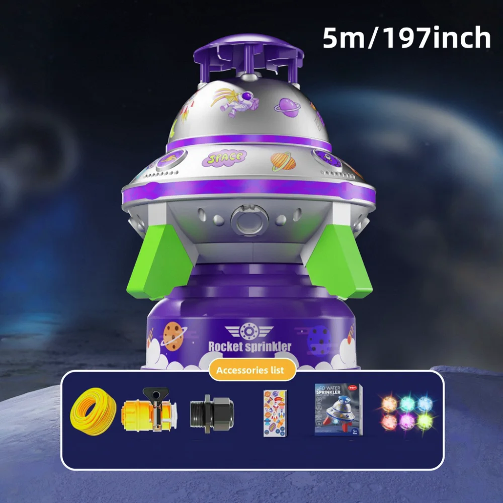 Arroseur de jardin à pulvérisation d'eau Ufo spatial, arroseur à soucoupe volante, jouet de jeu d'eau rotatif volant, cadeaux pour garçons et filles 1 pièce