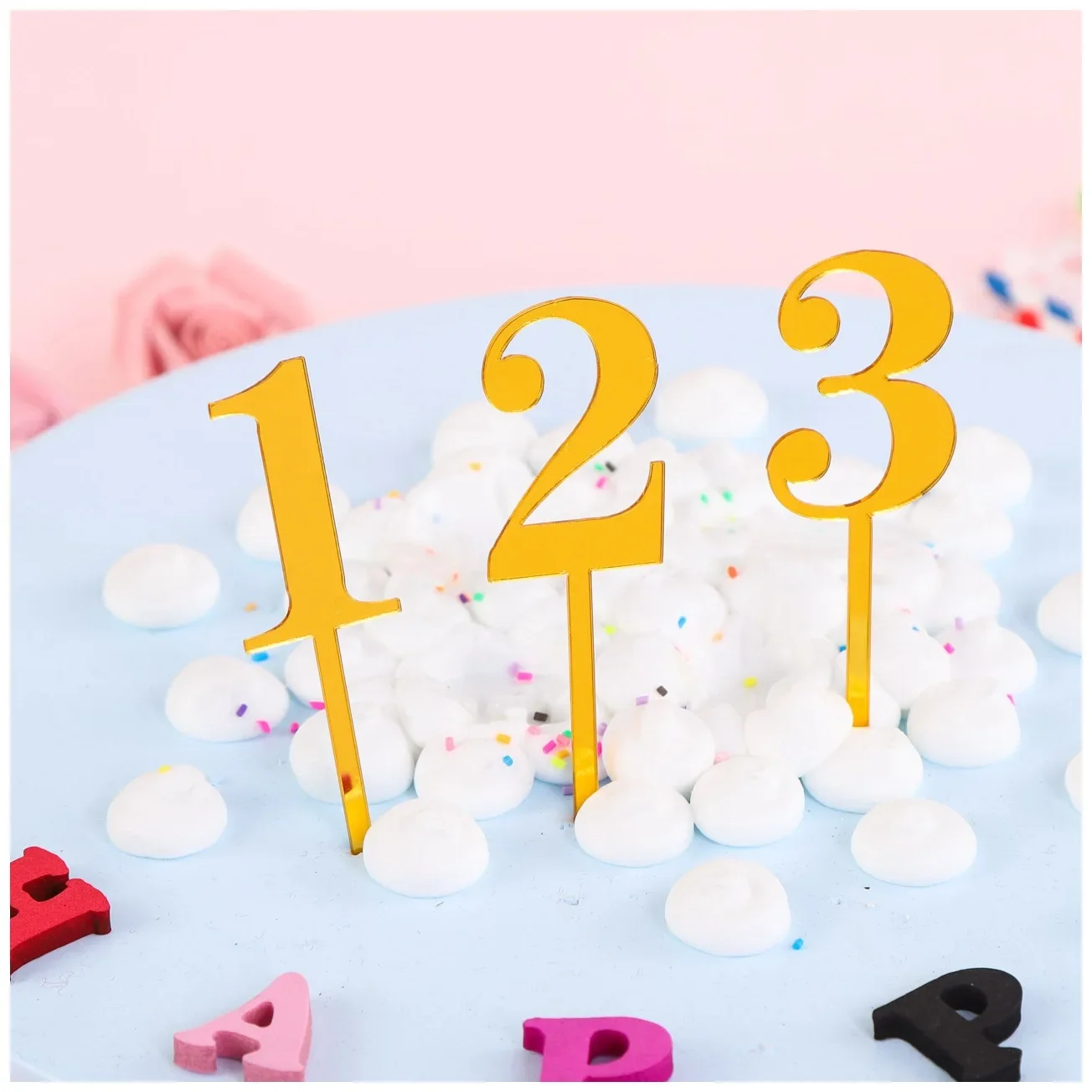 1pc Gold Silver Number 0 1 2 3 4 5 6 7 8 9 Birthday Cake Topper Acrylic Golden Children Birthday Decor Annivesary Party Supplies