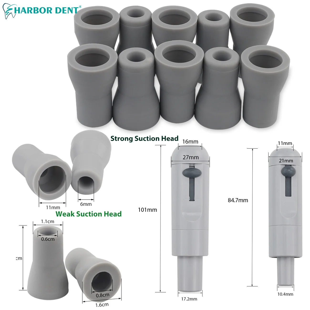 Dental Saliva Ejector Suction Tips Adaptor Handle Strong/Weak Rubber Snap Tip Adapter Dentistry Accessories