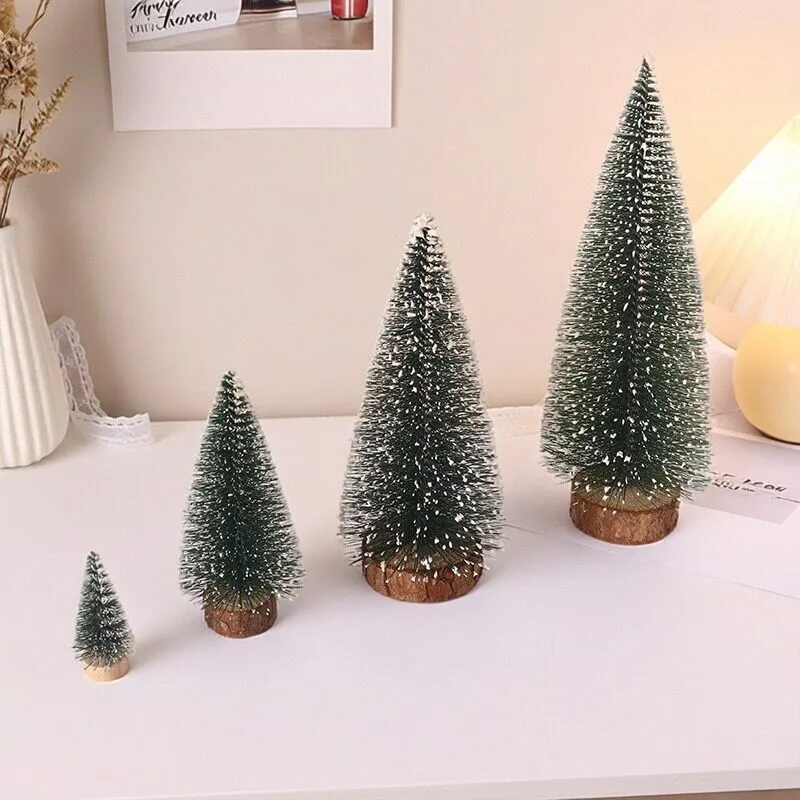 Realistic Mini Flocked Christmas Tree Model Pine Tree Table Decor Home Holiday Window Display Christmas Decoration Ornament