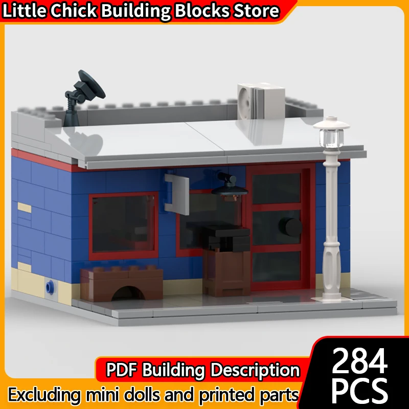 

Модель City Street View MOC, строительные кирпичи, небольшой круглосуточный магазин, модульная технология, детские праздничные подарки, сборные игрушки, костюм