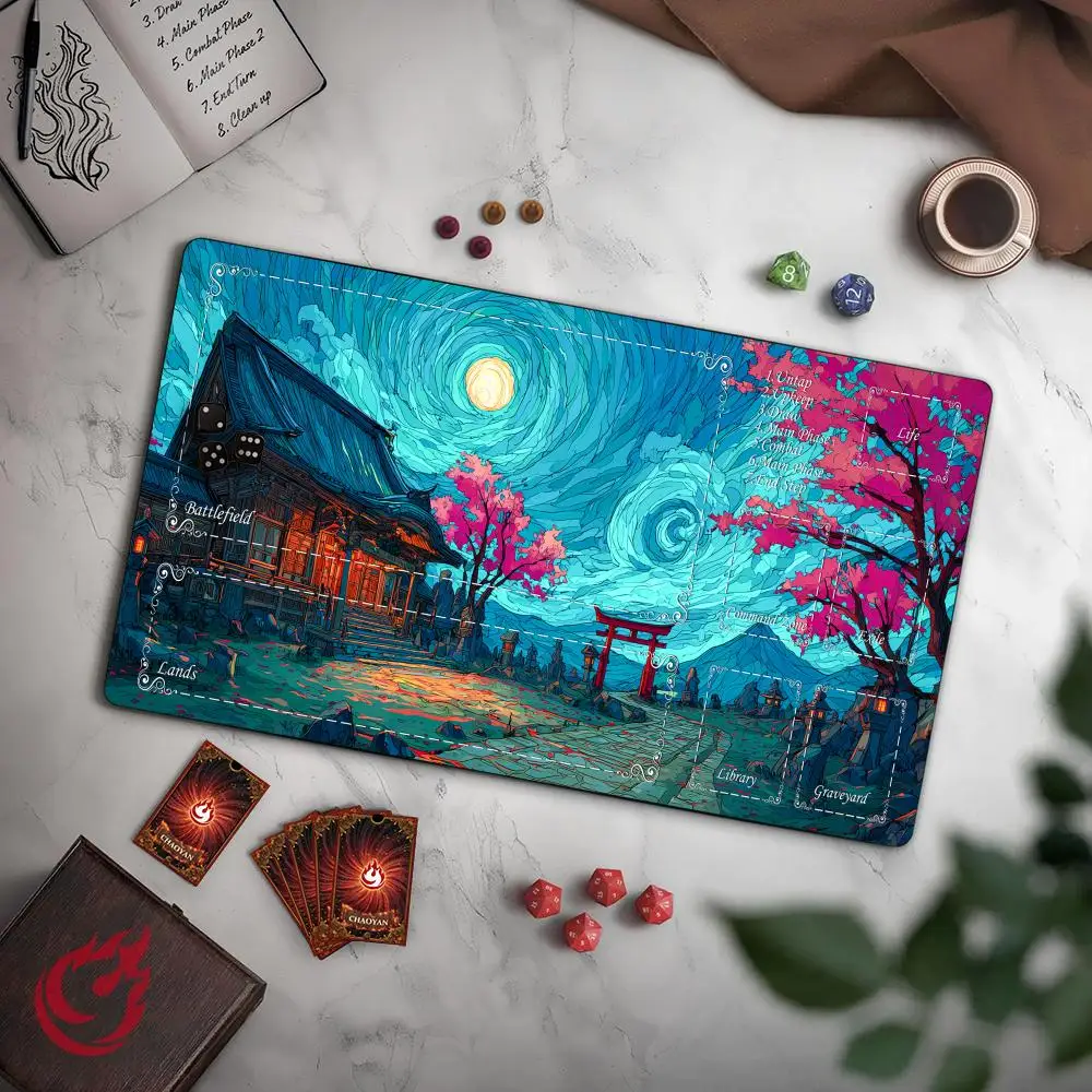 

Cherry Blossom Shrine MTG Playmat Magic Card Battle Mat Non-Slip Durable 35X60CM Commander playmat Board Game Mat for TCG