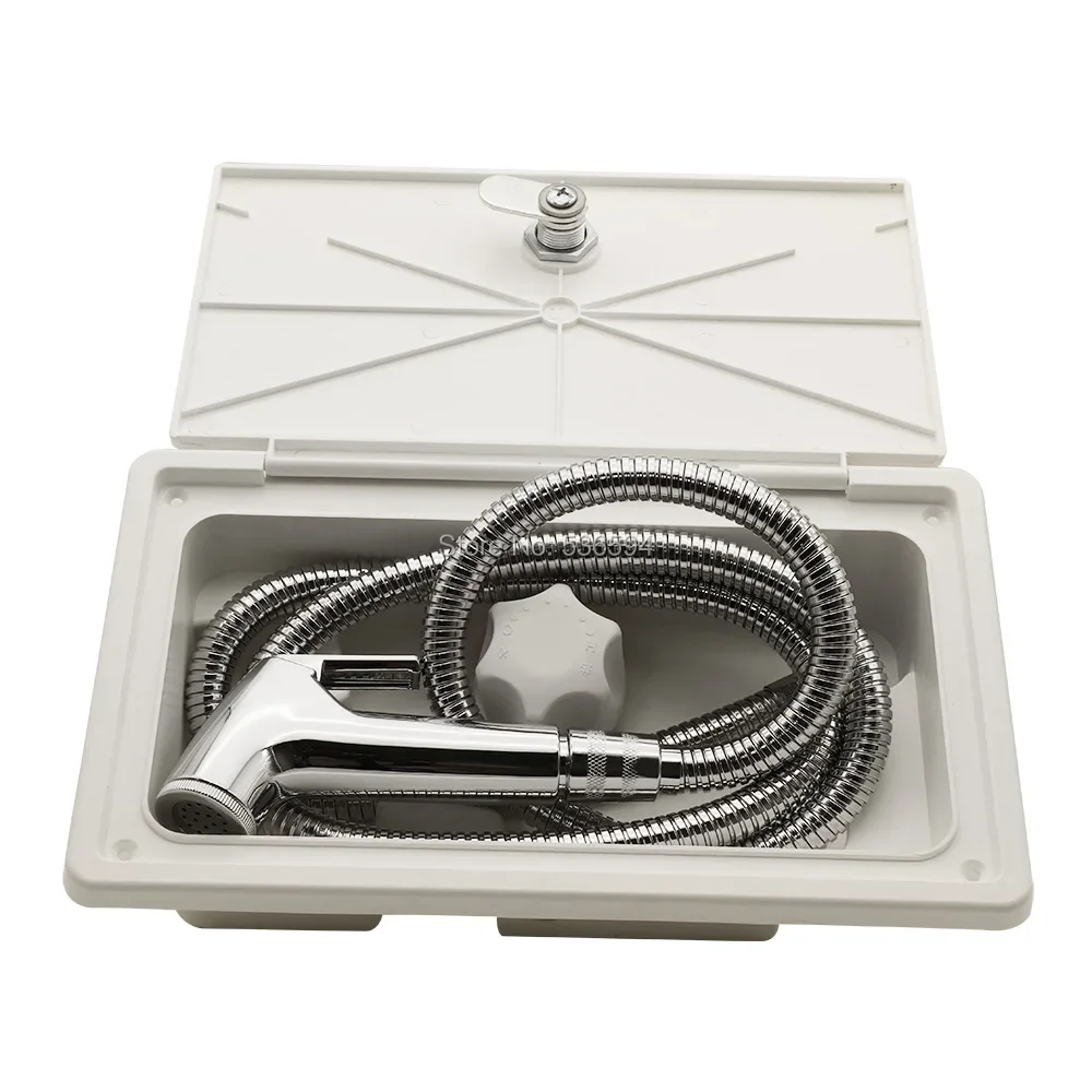 

RV Outdoor Shower Box Kit Exterior Faucet Shower Box Kit for RV Camper outside faucet wash with lock for outdoor vehicles Shower